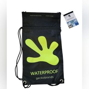 Gecko Brand Waterproof Drawstring Backpack New With tags Uline Logo - Neon Black